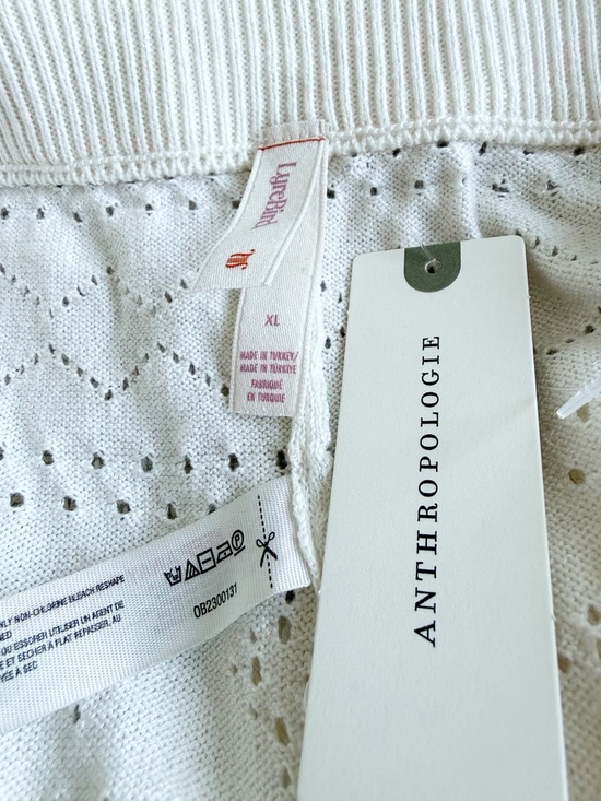 Anthropologie LyreBird Ivory Pointelle Ruffle Knit Shorts - Picture 6 of 6